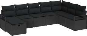 vidaXL Σετ Καναπέ με μαξιλάρι 8 pcs Μαύρο συνθετικό ρατάν