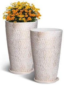 VEVOR Tall Planter Set of 2 Round Tapered Plant Pots 21 in for Outdoor Indoor