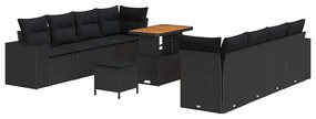 vidaXL Σετ Καναπέ Κήπου 11 pcs Μαύρο συνθετικό ρατάν