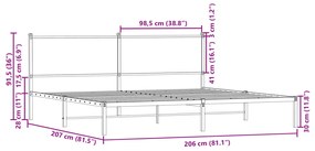 Σκελετός Κρεβ. Χωρίς Στρώμα Καφέ Δρυς 200x200 εκ. Μεταλλικό - Καφέ