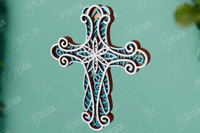 Intra απο ξύλο plywood 3mm-4mm πάχος 3D Layered Cross | Χριστιανικό σύμβολο |CNC Δίασταση 30x20 cm INTRAFABR-110184244