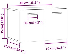 Ντουλάπι Τοίχου Καφέ Δρυς 60x36,5x35 εκ. Επεξεργασμένο Ξύλο - Καφέ