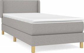 vidaXL Κρεβάτι Boxspring με Στρώμα Ανοιχτό Γκρι 100x200 εκ. Υφασμάτινο