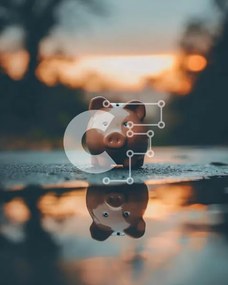 Intra Συλλεκτικό Ξύλινο Παζλ Plywood 4mm - Αντανάκλαση κουμπαρά στη λακκούβα στο ηλιοβασίλεμα Σε Ξύλινο Κουτί - Διαστάσεις: 10x10 cm – 25 κομμάτια