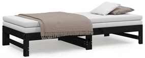 vidaXL Καναπές Κρεβάτι Συρόμενος Μαύρος 2x(90x190) εκ. από Μασίφ Πεύκο
