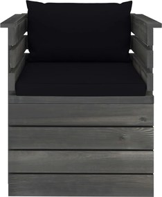 vidaXL Πολυθρόνα Κήπου από Ξύλο Πεύκου με Μαξιλάρια