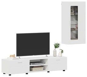 vidaXL Σετ επίπλου τηλεόρασης με ράφι FLORIN Λευκό Επεξεργασμένο ξύλο