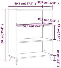 Βιβλιοθήκη Καπνιστή Δρυς 69,5 x 32,5 x 90 εκ. από Επεξεργ. Ξύλο - Καφέ