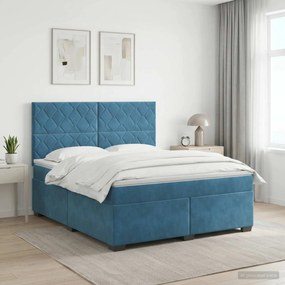 vidaXL Κρεβάτι box spring με στρώμα Μπλε 140 x 200 cm Βελούδο