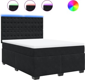 vidaXL Κρεβάτι Boxspring με Στρώμα Μαύρο 160x200 εκ. Βελούδινο