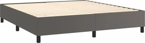 vidaXL Κρεβάτι Boxspring με Στρώμα Γκρι 180x200 εκ. Συνθετικό Δέρμα
