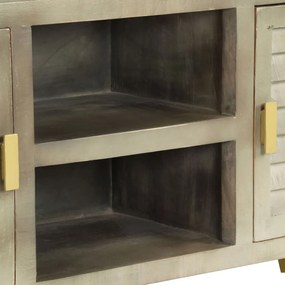 vidaXL Έπιπλο Τηλεόρασης Γκρι Με Ορείχαλκο 110x30x48 εκ. Μασίφ Μάνγκο
