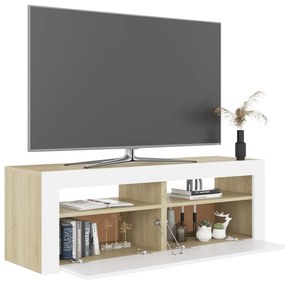 Έπιπλο Τηλεόρασης με LED Λευκό &amp; Sonoma Δρυς 120 x 35 x 40 εκ.  - Λευκό