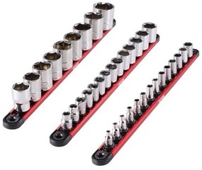 VEVOR Socket Organizer Rail Set 3PCS Aluminum Socket Organizers with 40 Clips