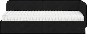 vidaXL Κρεβάτι Γωνίας Μαύρο 80 x 200 cm ύφασμα