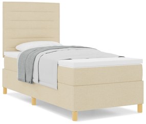 vidaXL Κρεβάτι Κιβωτού με Στρώμα Κρεμ 90x200 cm Ύφασμα