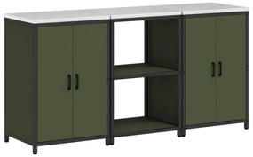 vidaXL Σετ Αποθήκευσης Κουζίνας 3 pcs Ελιά Πράσινη 180 x 50 x 92 εκ.