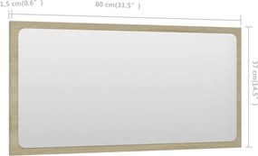 vidaXL Καθρέφτης Μπάνιου Sonoma Δρυς 80 x 1,5 x 37 εκ. Μοριοσανίδα