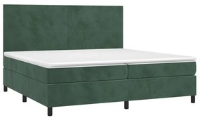 vidaXL Κρεβάτι Boxspring με Στρώμα Σκούρο Πράσινο 200x200εκ. Βελούδινο