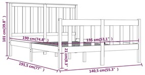 ΠΛΑΙΣΙΟ ΚΡΕΒΑΤΙΟΥ ΔΙΠΛΟ 135X190 ΕΚ. ΑΠΟ ΜΑΣΙΦ ΞΥΛΟ ΠΕΥΚΟΥ 4FT6 3103883