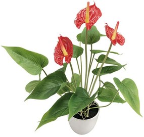 Τεχνητό Φυτό Σε Γλάστρα Ανθούριο 04-00-18753 43cm Green-Red Marhome Συνθετικό Υλικό