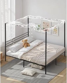 VEVOR King Size Canopy Bed Frame Metal Canopy Bed with Four Posters Black