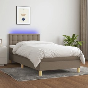 ΚΡΕΒΑΤΙ BOXSPRING ΜΕ ΣΤΡΩΜΑ &amp; LED TAUPE 90X190 ΕΚ. ΥΦΑΣΜΑΤΙΝΟ 3134001