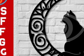 Intra απο ξύλο plywood 3mm-4mm πάχος Σχεδιασμός διακόσμησης τοίχου Cat on the Moon Δίασταση 40x40 cm INTRAFABR-72298103