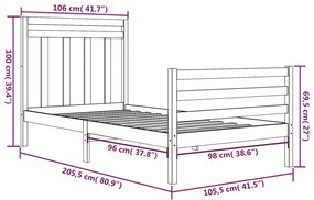 vidaXL Πλαίσιο Κρεβατιού 100 x 200 εκ. από Μασίφ Ξύλο