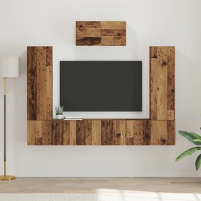 vidaXL Σετ επίπλου τηλεόρασης 7 pcs Παλιό ξύλο 180 x 30 x 120 εκ.