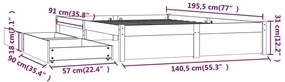 Πλαίσιο Κρεβατιού Με Συρτάρια Λευκό 135 x 190 εκ. Double - Λευκό