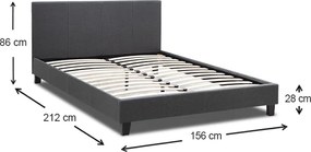 Κρεβάτι Flat Megapap υφασμάτινο χρώμα ανθρακί 150x200εκ.