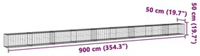 Συρματοκιβώτιο με Κάλυμμα 900x50x50 εκ. από Γαλβανισμένο Χάλυβα - Ασήμι