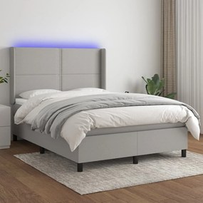 ΚΡΕΒΑΤΙ BOXSPRING ΜΕ ΣΤΡΩΜΑ &amp; LED ΑΝ.ΓΚΡΙ 140X200ΕΚ. ΥΦΑΣΜΑΤΙΝΟ 3138237