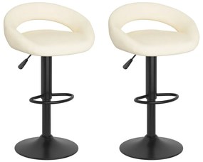 vidaXL Σκαμπό Μπαρ 2 τεμ. Κρεμ Βελούδινα