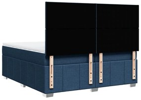 Κρεβάτι Boxspring με Στρώμα Μπλε 200x200 εκ. Υφασμάτινο - Μπλε