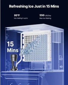 VEVOR Commercial Ice Maker 550LBS/24H with 300LBS Storage Bin Auto Self-Cleaning