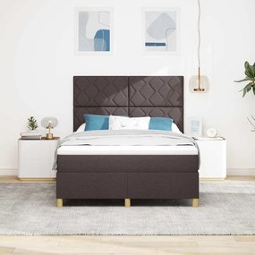 vidaXL LED Κρεβάτι με βάθρο Σκούρο Καφέ 160 x 200 cm ύφασμα