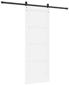 vidaXL Συρόμενη Πόρτα με Σετ Εξαρτημάτων Λευκή 78x211 εκ. Συμπαγές Ξύλο Πεύκο