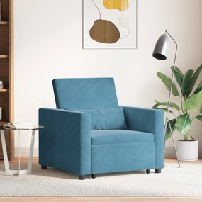 vidaXL Μονός καναπές-κρεβάτι Μπλε 90 x 165 x 87 εκ. Βελούδο