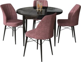 Dining Table &amp; Chairs Set (5 Pieces) Rox - Black Marble, Dusty Rose Black Marble
Dusty Rose