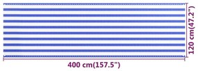 vidaXL Διαχωριστικό Βεράντας Μπλε / Λευκό 120x400 εκ. από HDPE