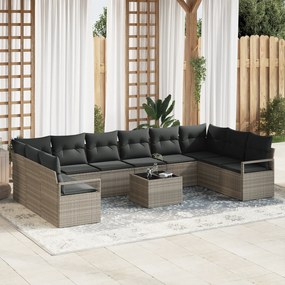 vidaXL ΣΕΤ ΚΑΝΑΠΕ ΚΗΠΟΥ VIDA XL 11 ΤΕΜΑΧΙΩΝ ΜΕ ΜΑΞΙΛΑΡΙΑ ΓΚΡΙ ΠΟΛΥΡΑΤΑΝ