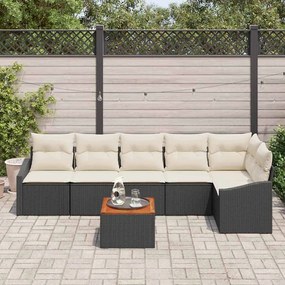 vidaXL Σετ Καναπέ Κήπου 7 pcs Μαύρος, λευκός