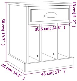 Κομοδίνα Γκρι Σκυροδέματος 43x36x50 εκ. - Γκρι