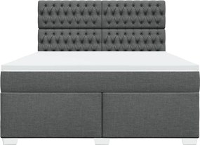 vidaXL Κρεβάτι Boxspring με Στρώμα Σκούρο Γκρι 180x200 εκ Υφασμάτιν
