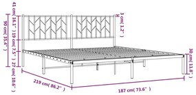 Πλαίσιο Κρεβατιού με Κεφαλάρι Λευκό 183 x 213 εκ. Μεταλλικό