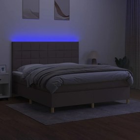 vidaXL Κρεβάτι Boxspring με Στρώμα &amp; LED Taupe 180x200 εκ. Υφασμάτινο