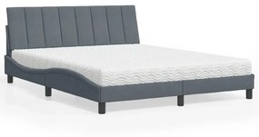vidaXL Κρεβάτι με Στρώμα Σκούρο Γκρι 160x200 εκ. Βελούδινο