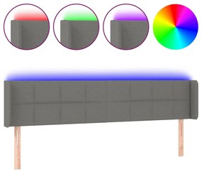 vidaXL Κεφαλάρι Κρεβατιού LED Σκούρο Γκρι 163x16x78/88 εκ. Υφασμάτινο